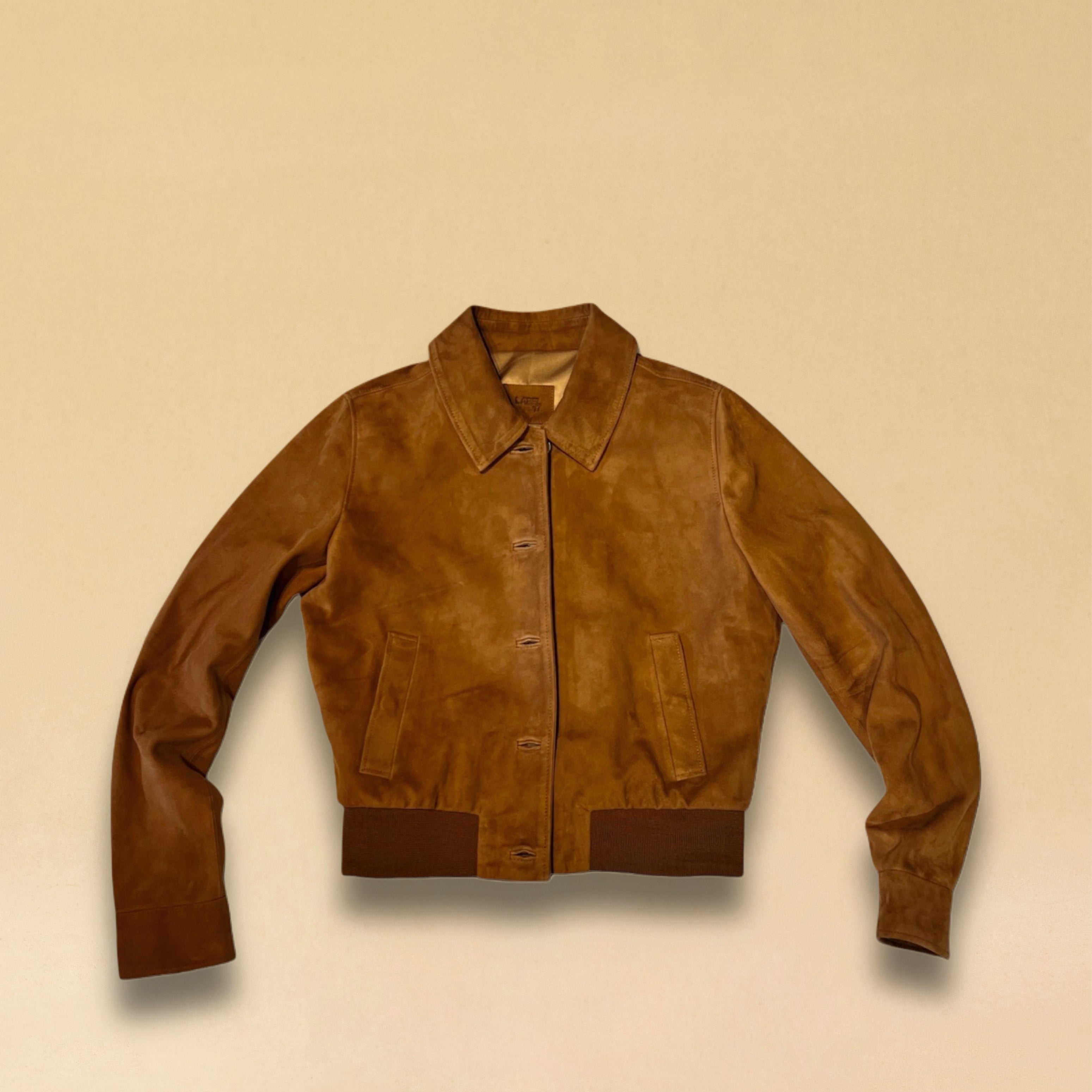 LABEL17's Leather Jacket AMAL in Cognac Velours, designed in Switzerland, made in Morocco