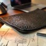 Style and Security, woven into one. The Braided Laptop Case 14 by LABEL17, combines hand-braided lamb nappa leather on the front with smooth leather on the back. Lightly padded, it holds laptops from 13” to 14” securely – with room for documents.
Also available for 15” and 16” devices.
Handmade in Morocco.