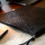 Style and Security, woven into one. The Braided Laptop Case 14 by LABEL17, combines hand-braided lamb nappa leather on the front with smooth leather on the back. Lightly padded, it holds laptops from 13” to 14” securely – with room for documents.
Also available for 15” and 16” devices.
Handmade in Morocco.
